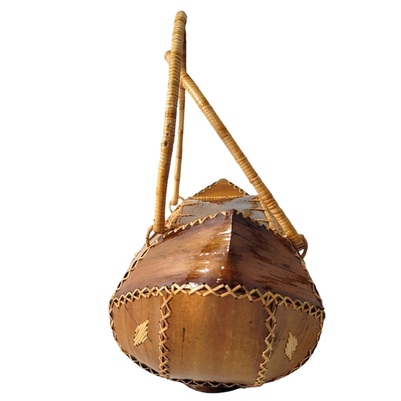 Vintage handmade footed wooden box handbag - Picture 4 of 14